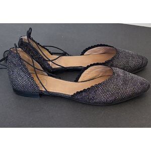 Jack Rogers Camille Flat-Size 10 Sparkle Black With Ankle Tie